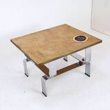 Table basse en laiton gravé à l'acide et pierre d'agate par Christian Krekels