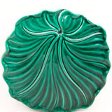 Green slurry leaf dish signed by Vallauris
