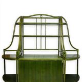 Buffet en rotin vert et hêtre, années 1970