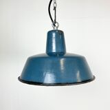 Suspension industrielle en émail bleu, années 1960