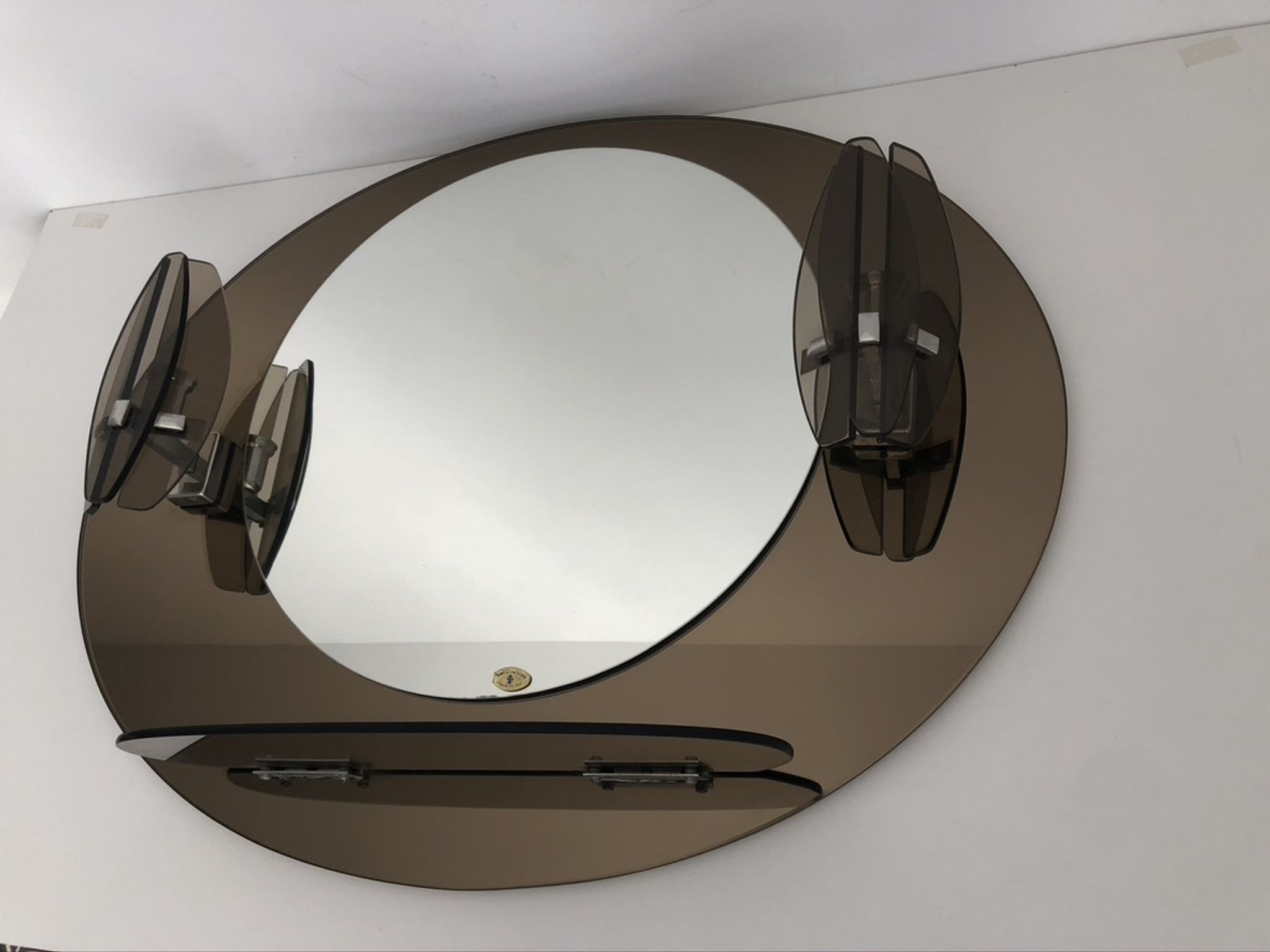 Lupi Crystal Luxor Mirror with 2 integrated wall lights and shelf