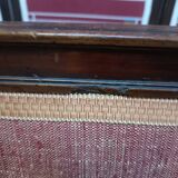 Ancienne banquette style Louis XVI en bois massif avec assise et dossier tissés