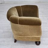 Fauteuil danois en velours vert clair et chêne, années 1960