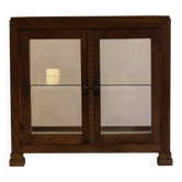 Art Deco table display cabinet in oak, fully glazed with a glass shelf.