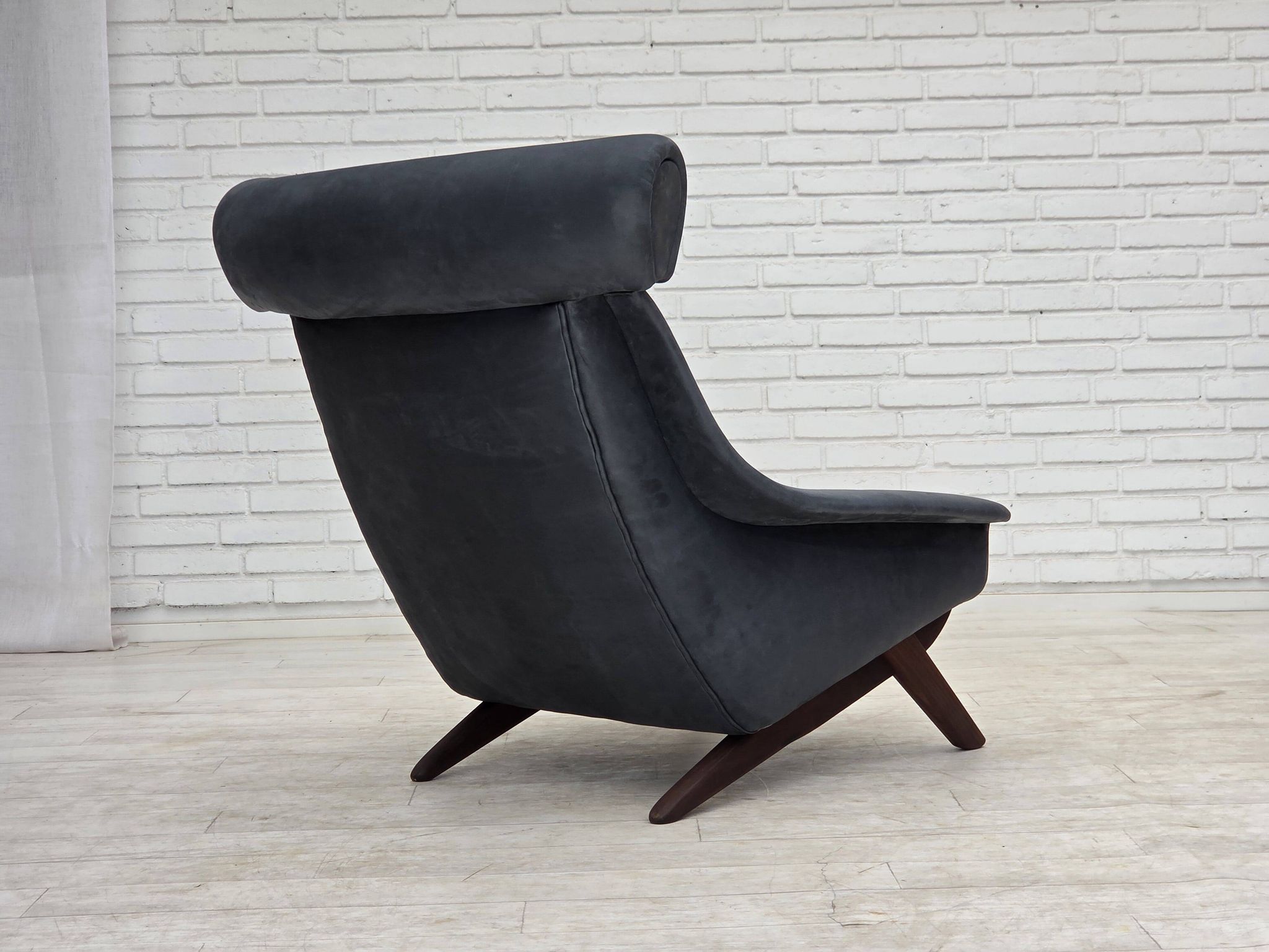 1970s, Danish design by Illum Wikkelsø, reupholstered armchair, leather.