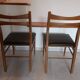 5 Scandinavian style chairs, wood and black faux leather.