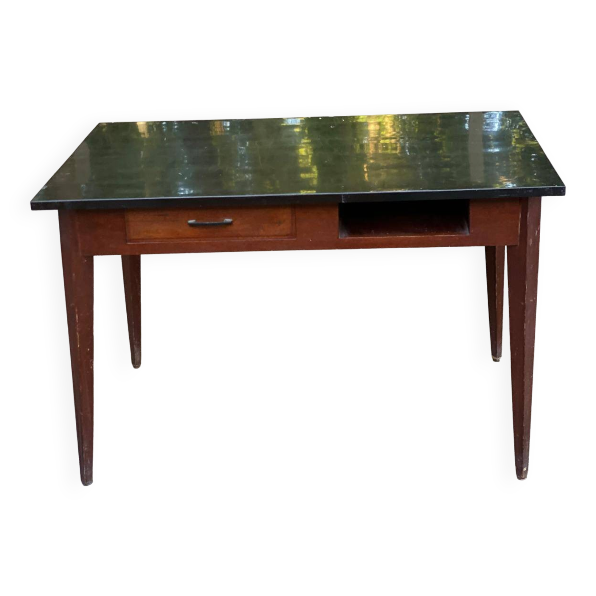 Vintage Scandinavian desk 1950 black top school style mid-century