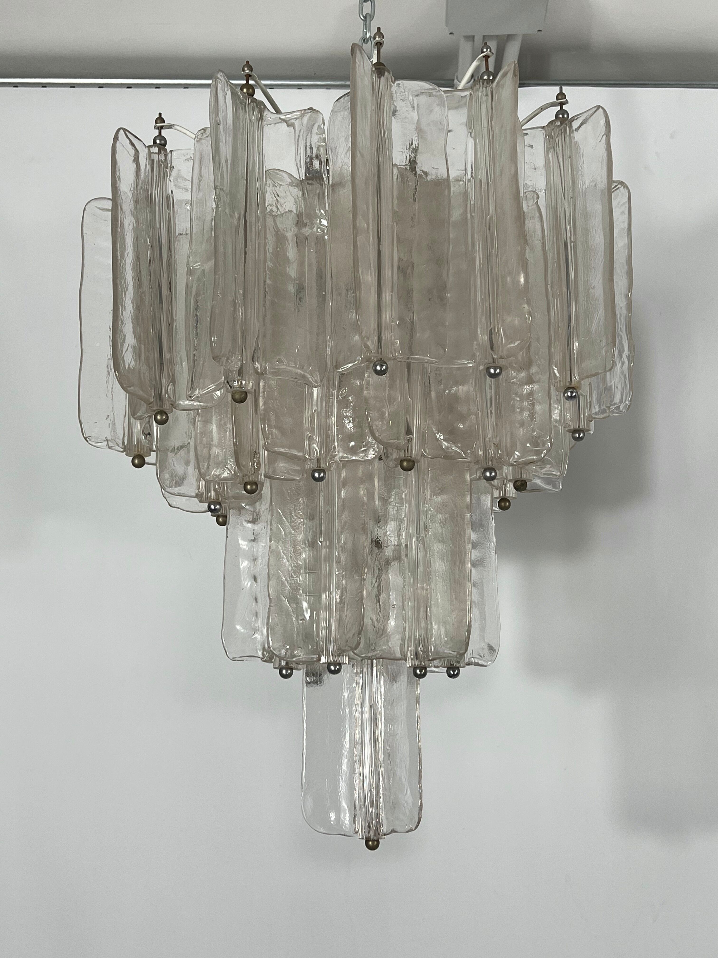 Pair of Murano glass chandeliers by Toni Zuccheri for Venini