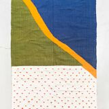 Ecru Berber kilim with colorful patterns 303x198m