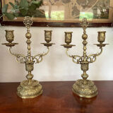 Paire de chandeliers en bronze doré XIXème