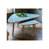 Coffee table 50s, oak - top in lacquer mineral green
