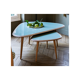 Coffee table 50s, oak - top in lacquer mineral green