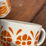 Vintage set of 4 Sarreguemines cups with orange decor