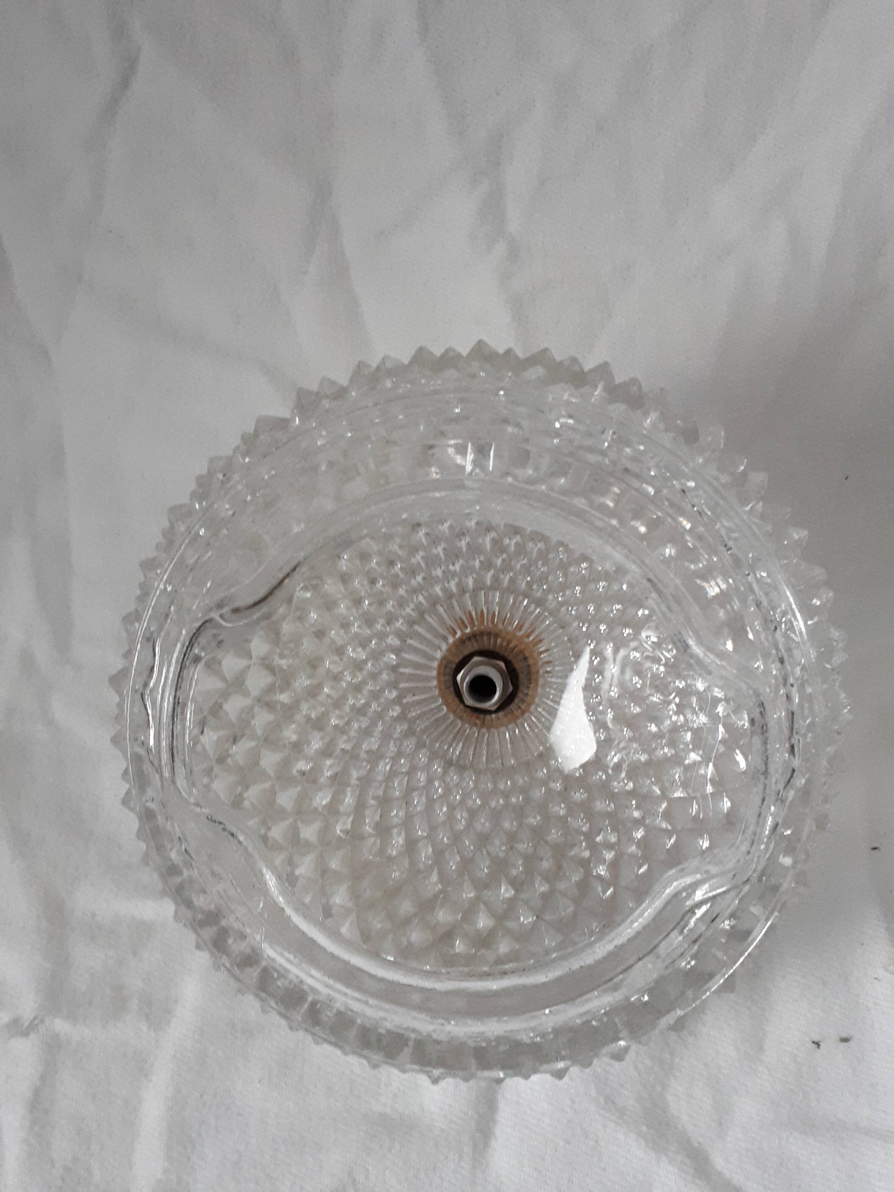 Vintage Limburg a610 gold textured diamond point glass ceiling light 1960s 1970s
