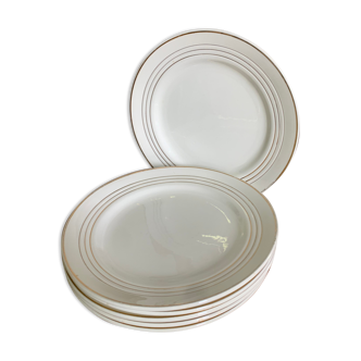 6 flat plates semi porcelain France.