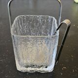 Hoya glacier glass ice bucket with tongs