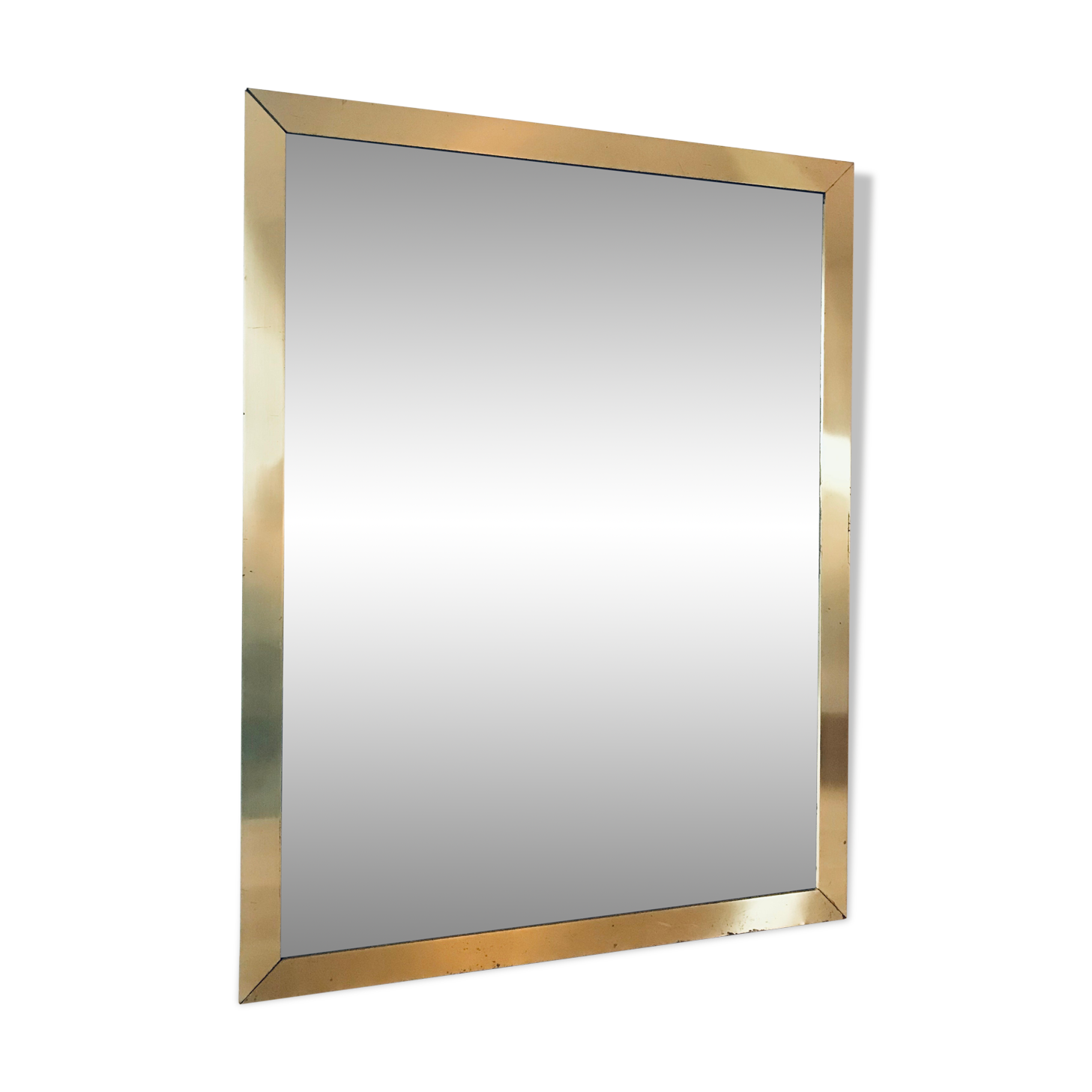 Italian brass mirror and smoked glass - 90x70cm