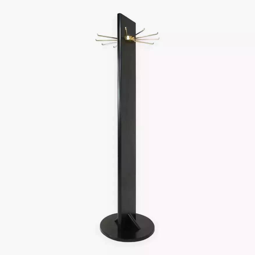 Portemanteau pivotant en bois laqué noir et laiton