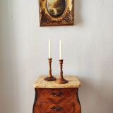 Pair of vintage turned wooden candlesticks