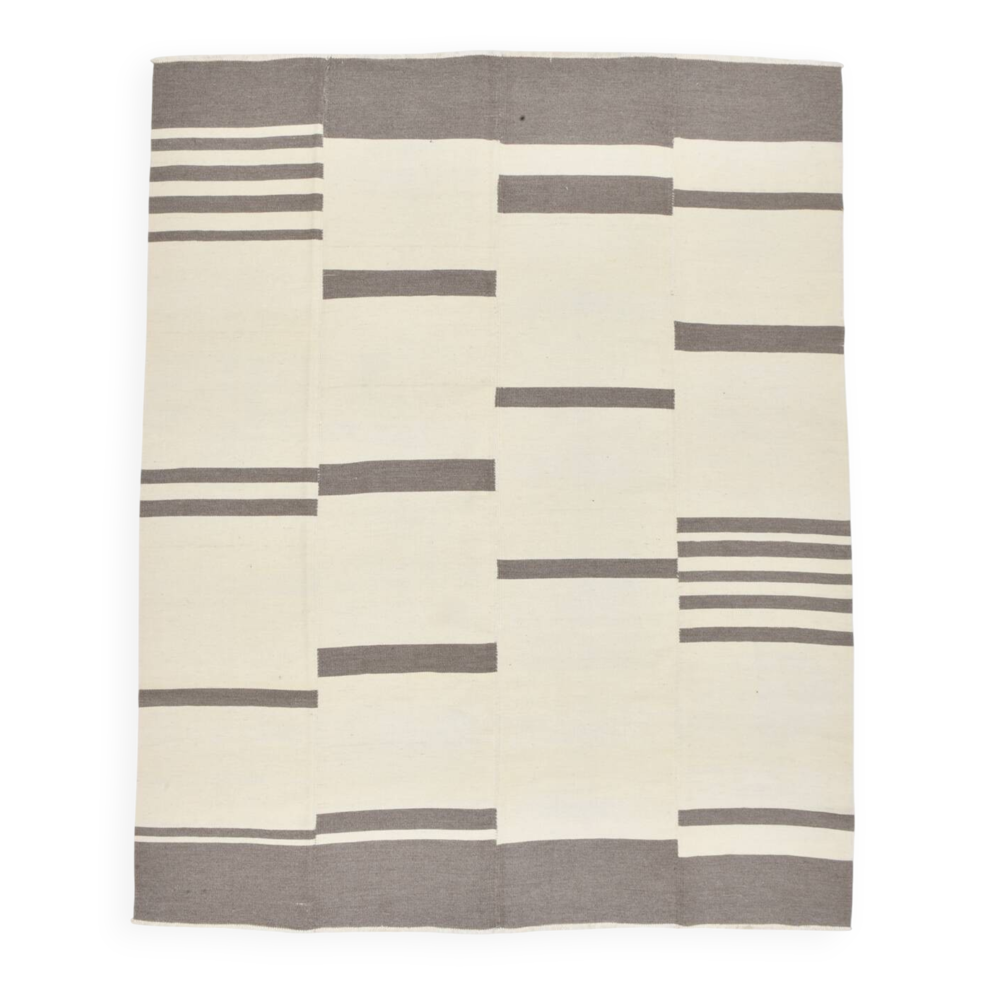 Beige & Gray Ethnic Kilim Rug, 225x276Cm