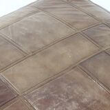 Seventies vintage patchwork leather pouf