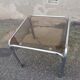 Table basse vintage chrome et verre fumé marron