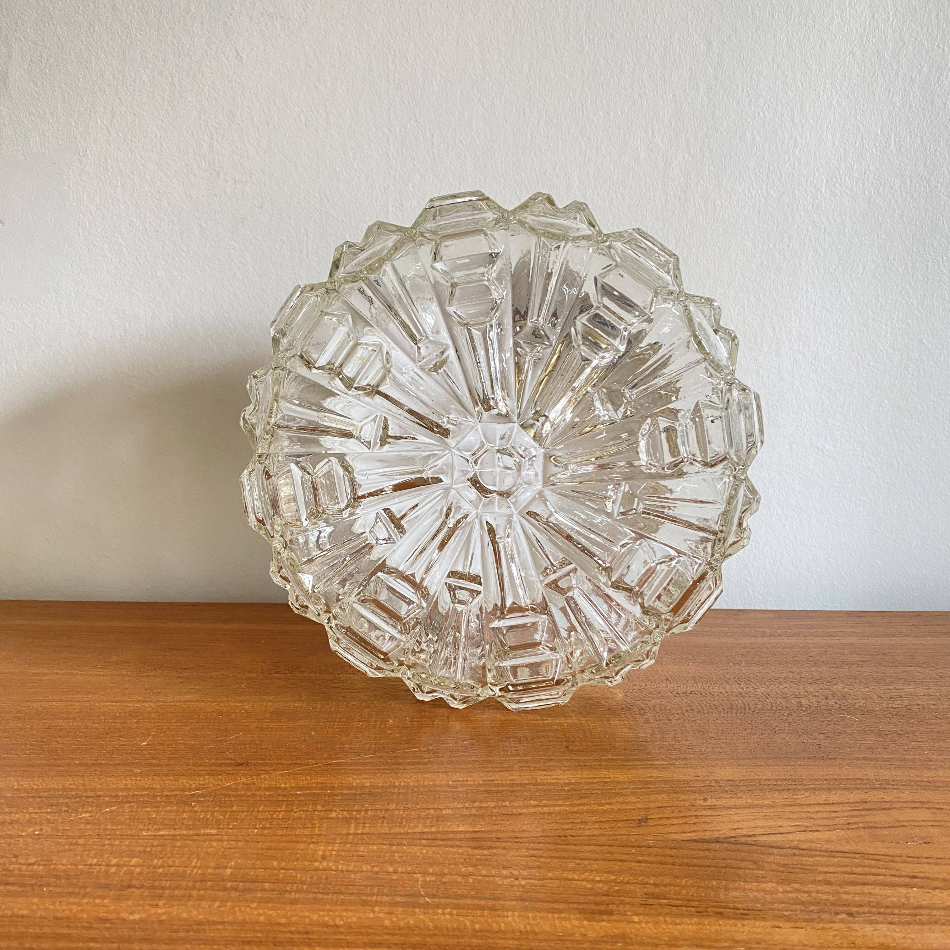 Minimalist glass wall or ceiling light with porthole design, 1970s-1980s