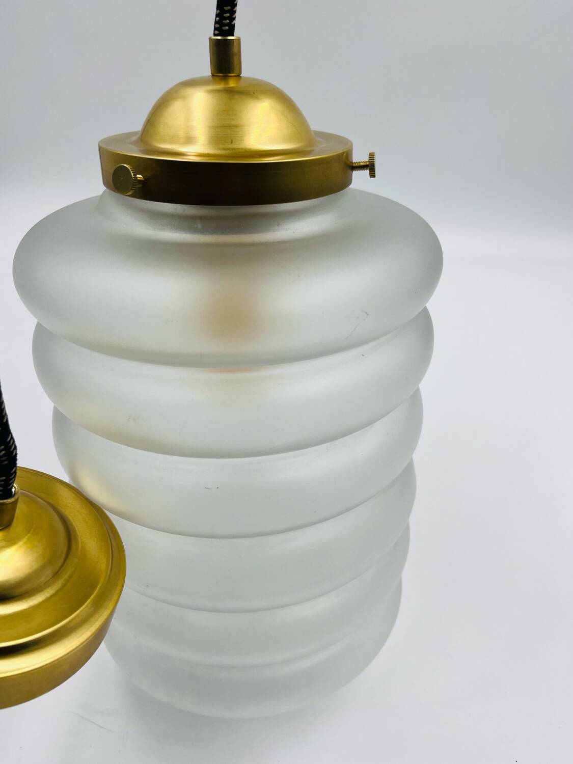 Art deco sandblasted glass pendant light