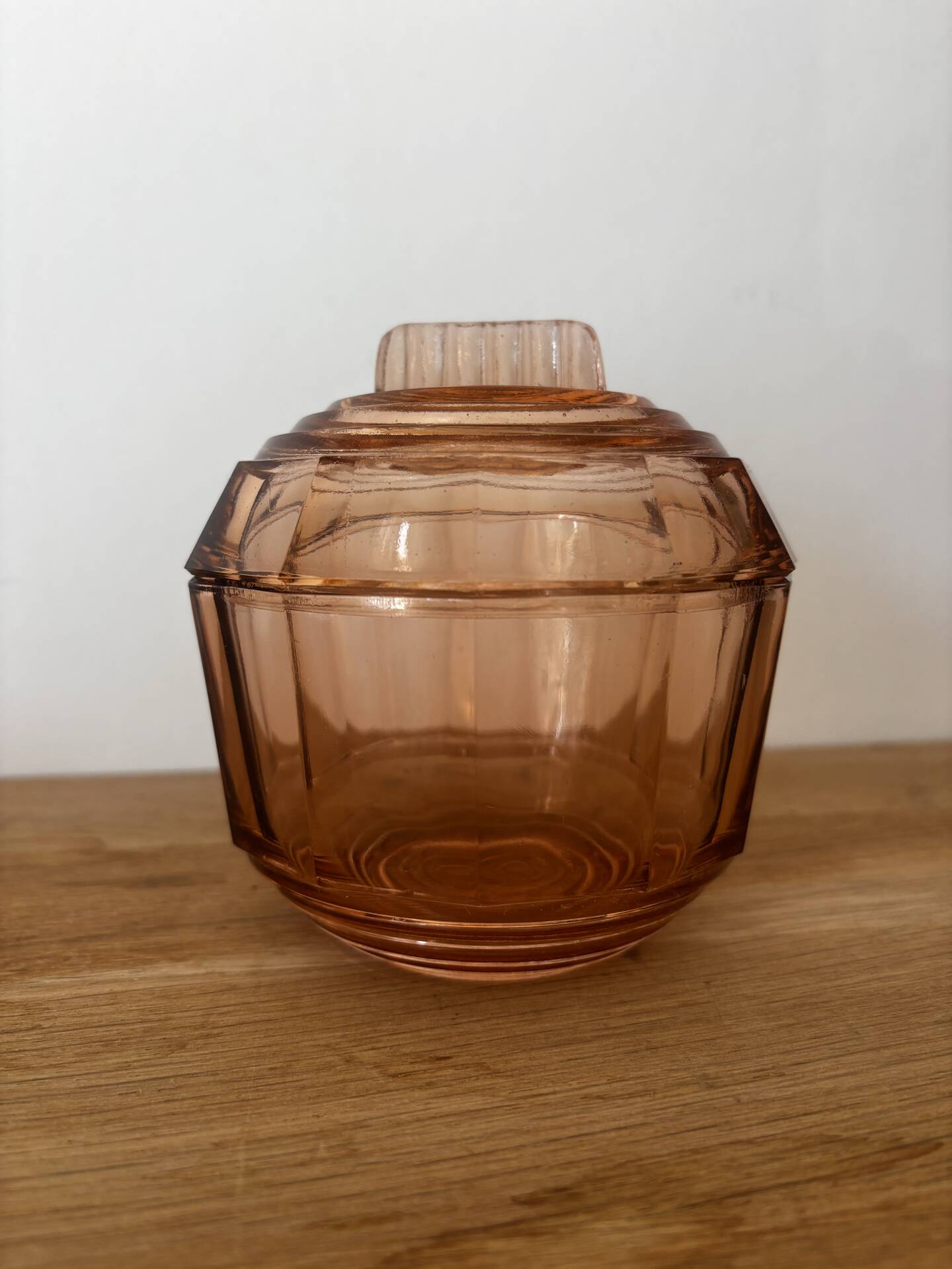 Old sugar bowl or pink glass sweet jar