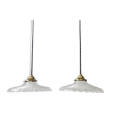 Pair of vintage vallerysthal glass hanging lamp