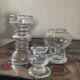 Trio of vintage molded glass candlesticks