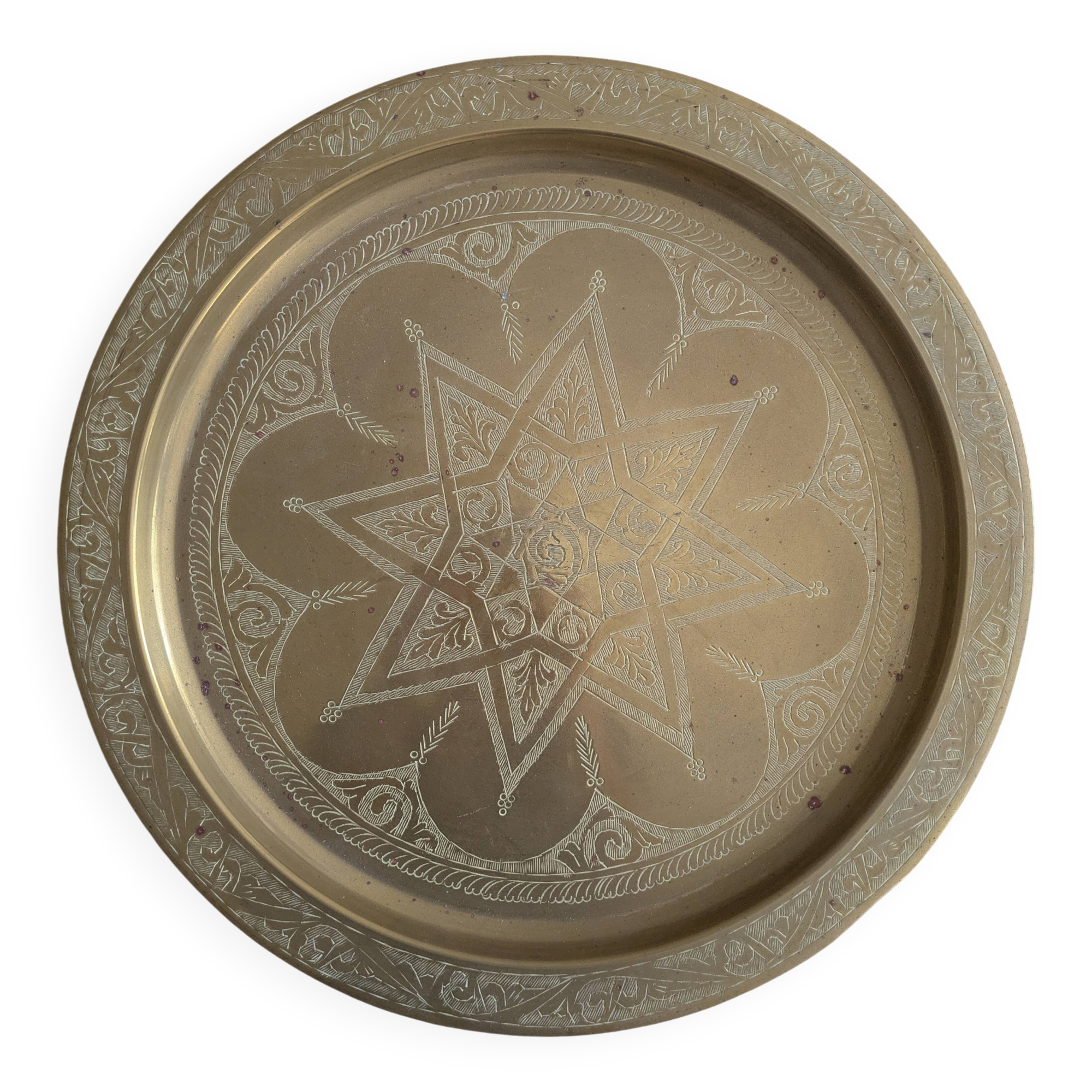 Plateau marocain en laiton ciselé