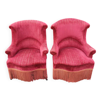 Pair of Napoleon III Toad Armchairs