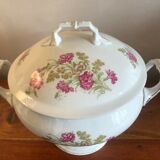Soupière in round earthenware décor flowers
