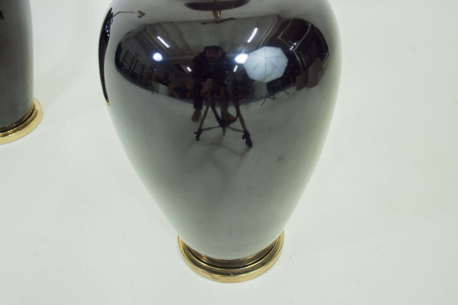 Pair of vintage ceramic and brass lamps