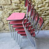 Lot 6 red formica chairs