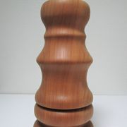 Pied de lampe XL bois massif veiné tourné vintage