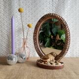 Miroir coquillages ovale à poser de table vintage