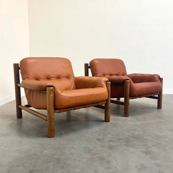 Vintage brutalist, Brazilian style lounge chairs, 1960s