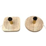 Set of 2 Hollywood regency Travertine table lamp base, Italy 1970s