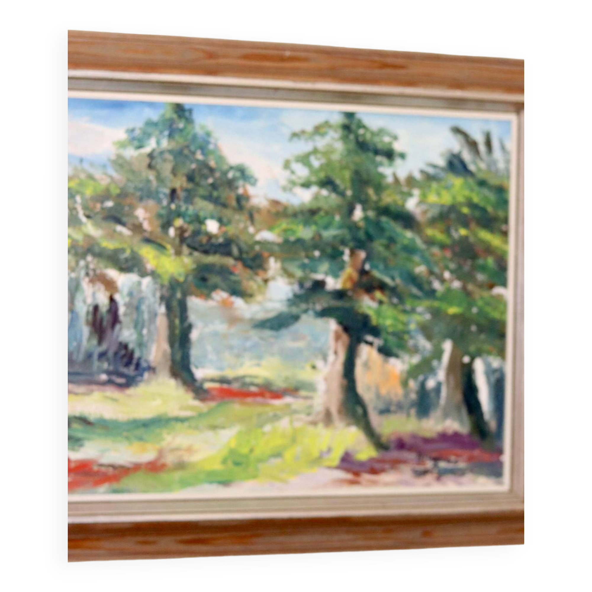 Original Swedish oil painting on canvas from the mid-century "Summer Landscape" by B. Högberg.