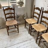Set of rustic Provençal mulched chairs