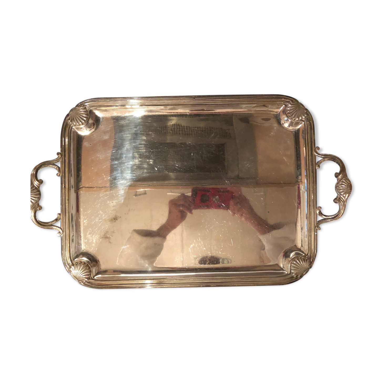 Silver metal serving tray