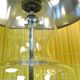 Set of 2 Glass & chrome table lamps with alcantara lampshades, 1960s