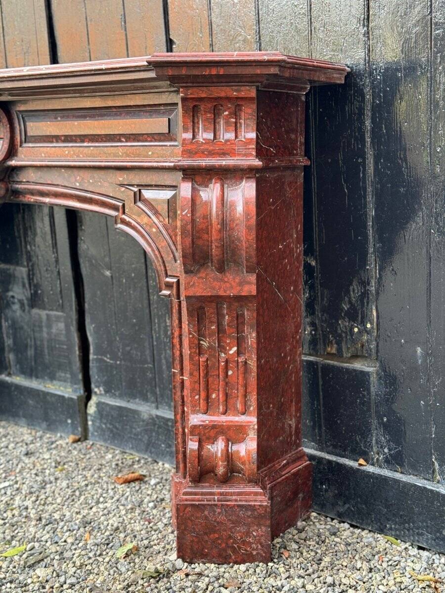 Napoleon III Fireplace in Red Griotte Marble Circa 1880