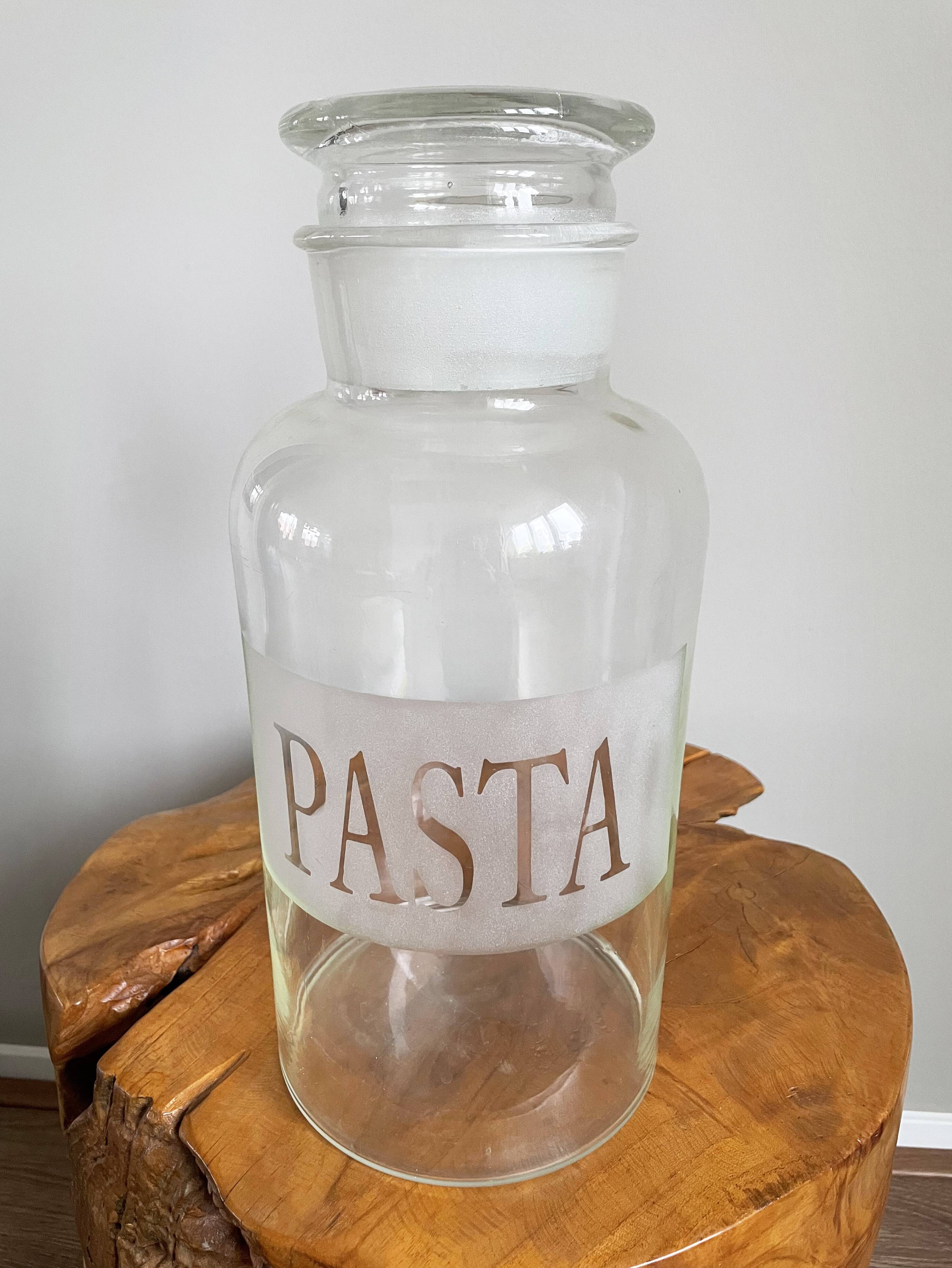 Set of 2 Large Glass Pasta Jars with Stopper Lids, 4 Litre Pasta Containers