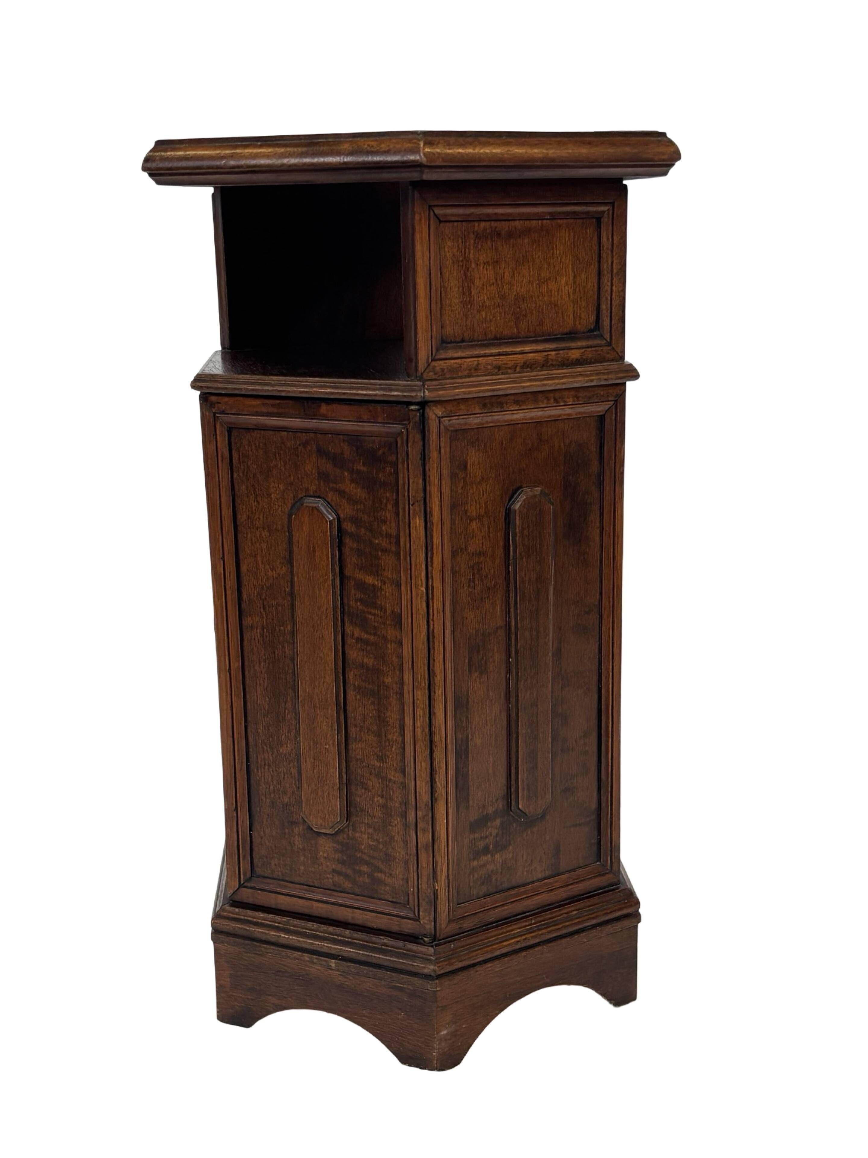 Vintage Hexagonal Side Cabinet with Door Small Side Table Column