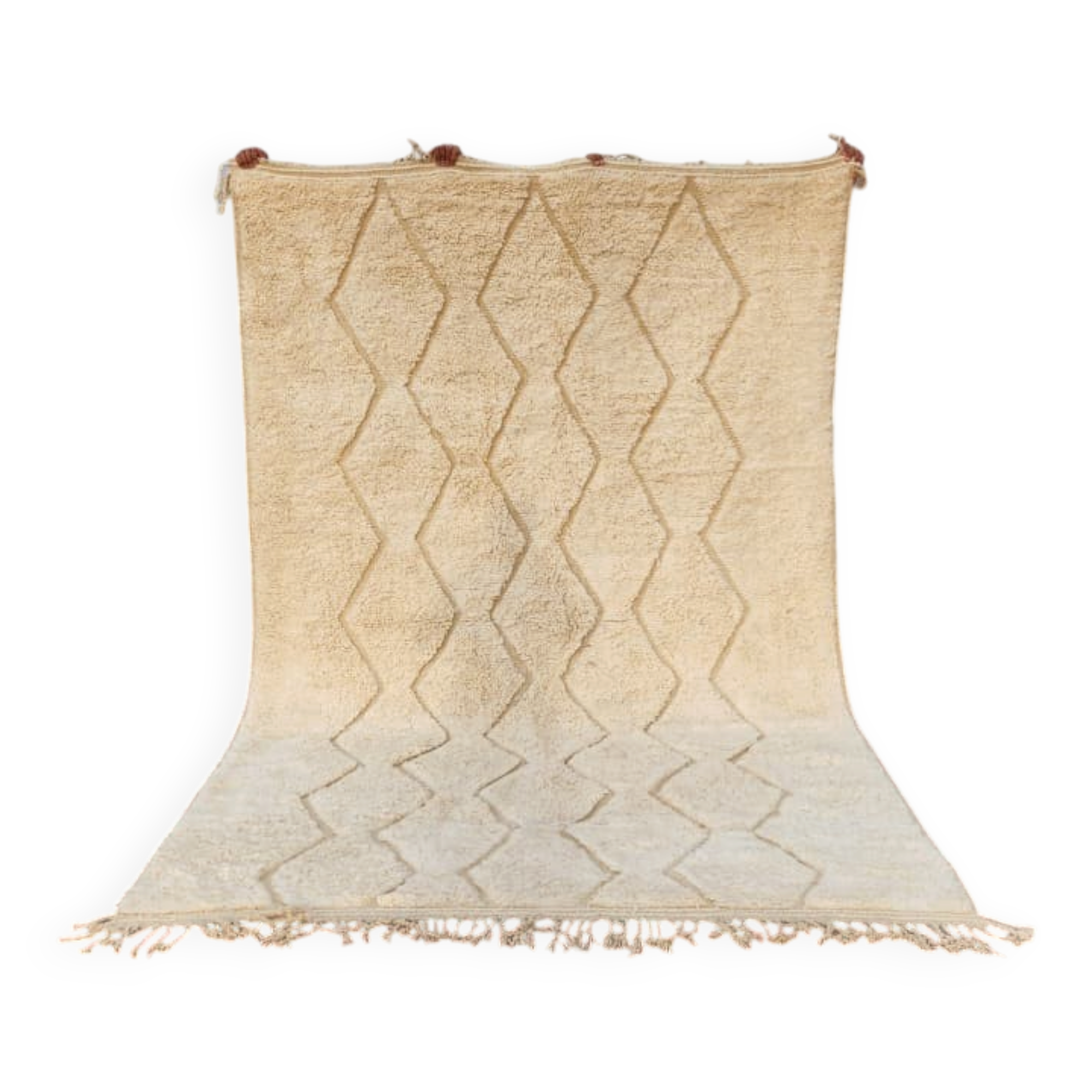 Beni Ouarain rug 300x200 cm – Natural cream wool – Diamond pattern in tone
