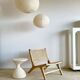 Average suspension in rattan and natural linen, Japanese-style, round D:40.