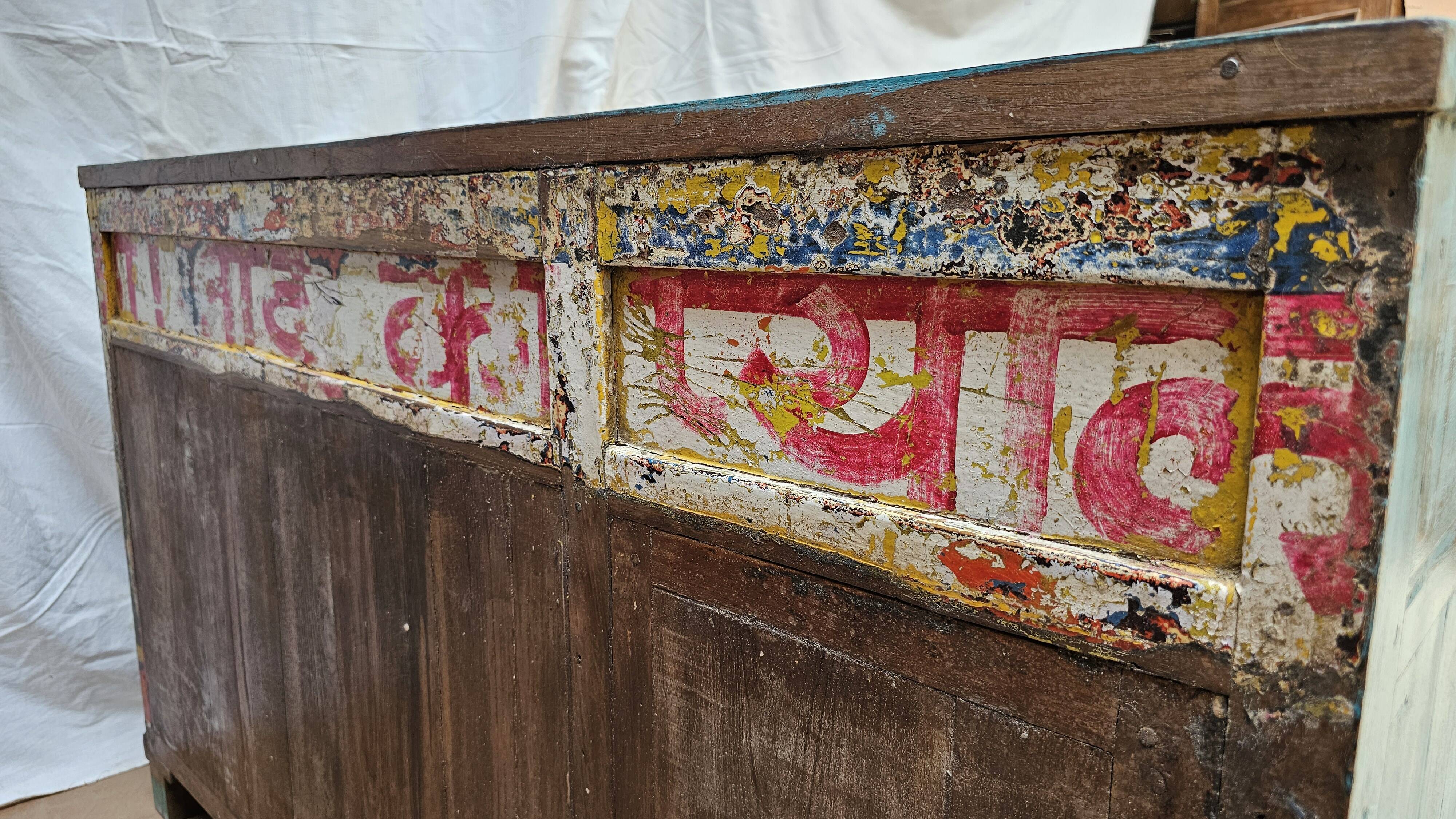 Old merchant's counter in Burmese teak.